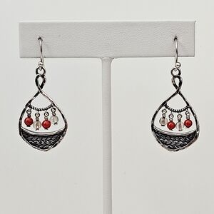 Silpada Sterling Silver Coral & Smoky Quartz Cha Cha French Wire Earrings W2220